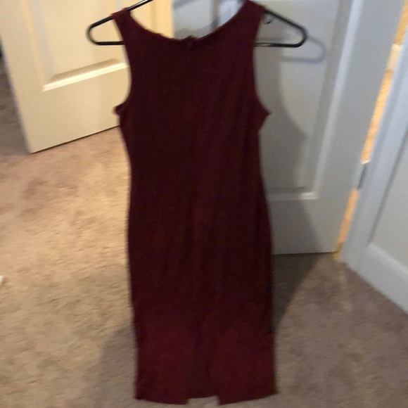 Adorable velvet dark maroon bodycon dress - Picture 7 of 8